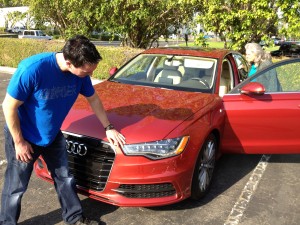 Checking the car